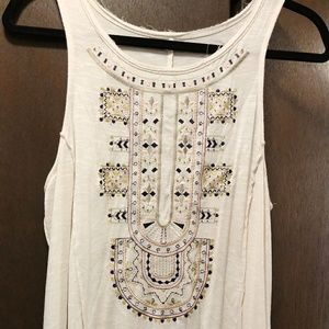 Off-white tank with embroidery and beading
